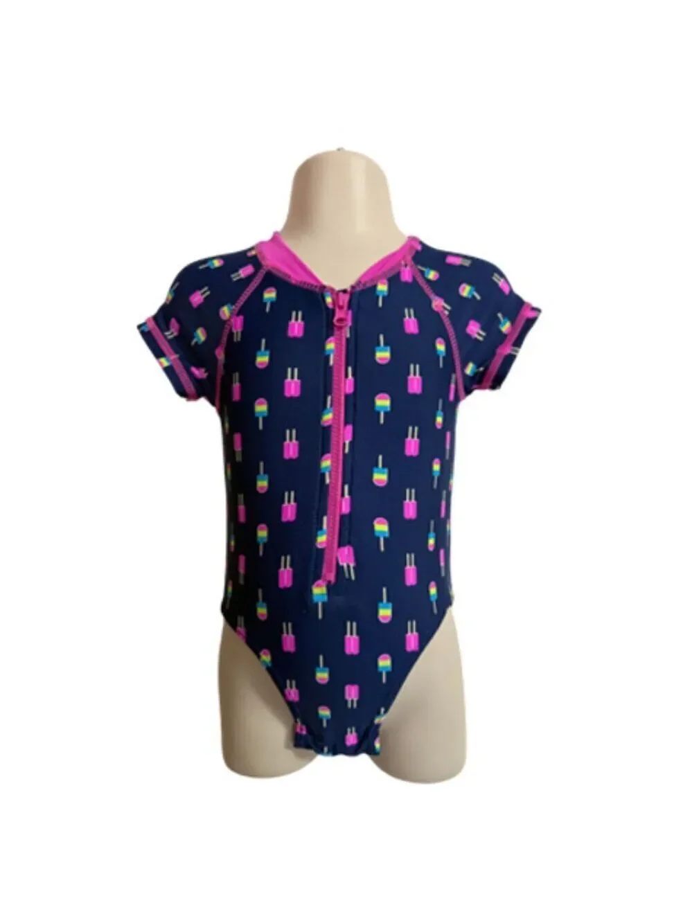 Sol Swim One Piece Zipper Front Ice Cycle Print Swimsuit Size 12 Months